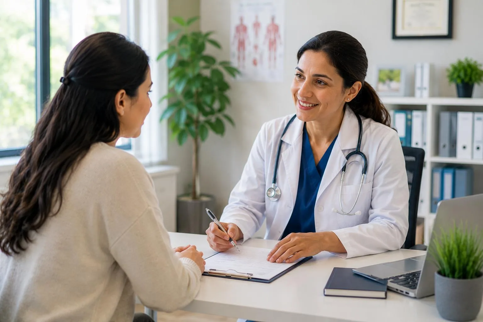 Healthcare professional discussing health information with a patient